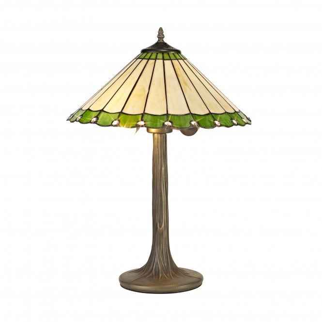 Fabula Fabula Amberley 2 Light Tree Like Table Lamp - 40cm Tiffany Shade - Green & Cream