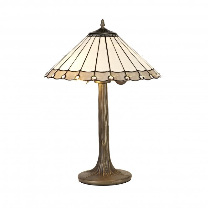 Fabula Fabula Amberley 2 Light Tree Like Table Lamp - 40cm Tiffany Shade - Grey & Cream