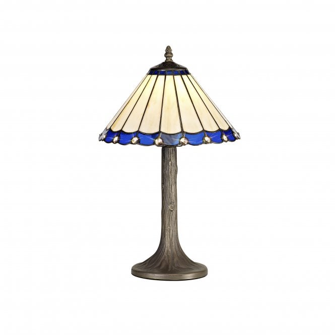 Fabula Fabula Amberley Single Tree Like Table Lamp - 30cm Tiffany Shade - Blue & Cream