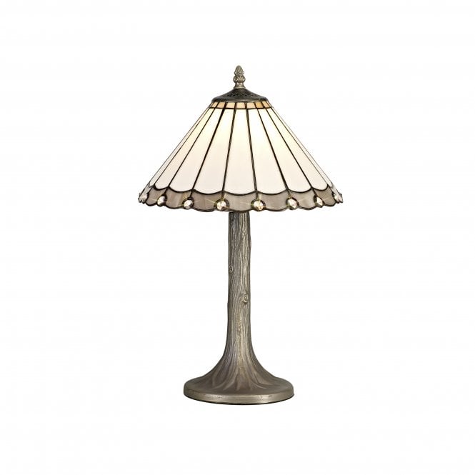 Fabula Fabula Amberley Single Tree Like Table Lamp - 30cm Tiffany Shade - Grey & Cream