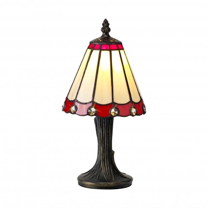 Fabula Fabula Amberley Tiffany Table Lamp - Red & Cream