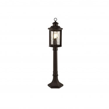 Bellamy Post Lamp - Antique Bronze & Clear Ripple Glass - IP54