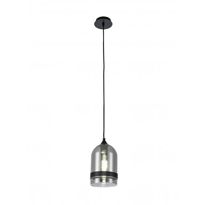 Fabula Fabula Boleyn 15cm Dome Pendant - Matt Black & Smoke Plated