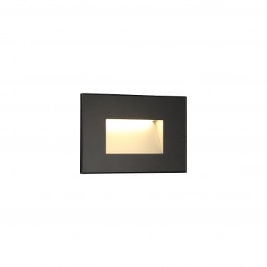 Brady Recessed Rectangle Glass Fronted LED Wall Lamp - Black - IP65