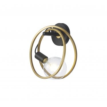 Bury Double Ring Single Wall Lamp - Matt Black & Painted Gold