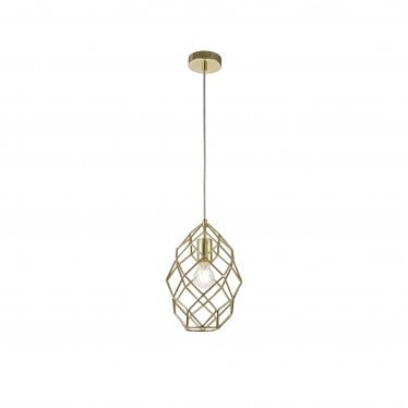 Cavendish Curved Cylinder Pendant - Polished Brass