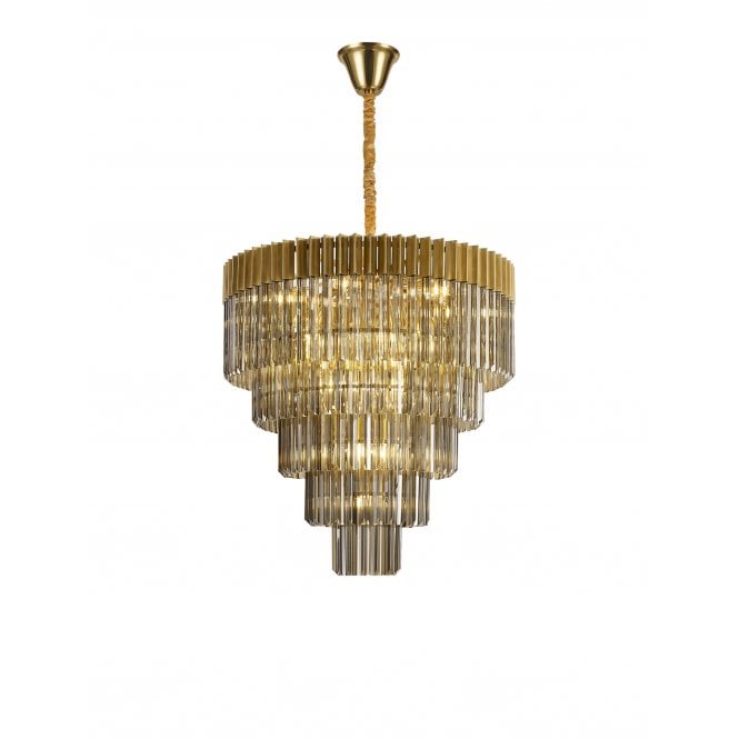 Fabula Fabula Cedar 19 Light Pendant - Brass & Smoke Sculpted Glass