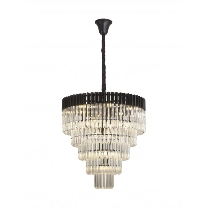 Fabula Fabula Cedar 19 Light Pendant - Matt Black & Clear Sculpted Glass