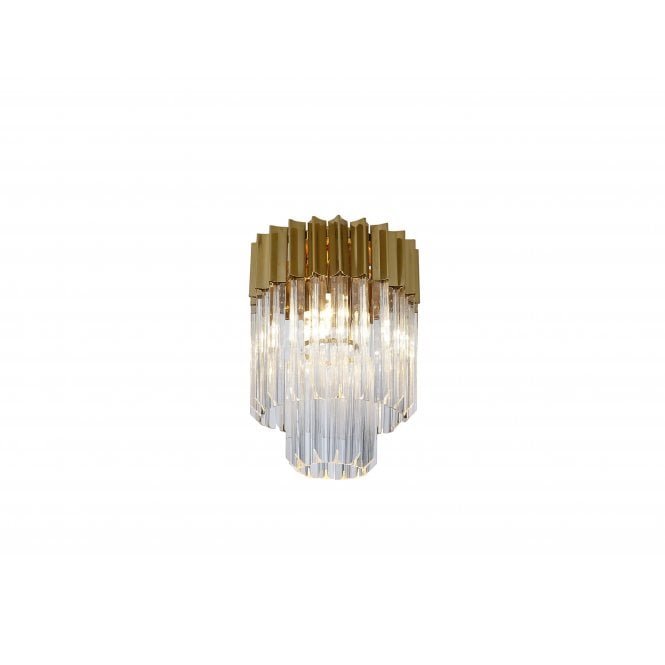 Fabula Fabula Cedar 3 Light Flush Light - Brass & Clear Sculpted Glass