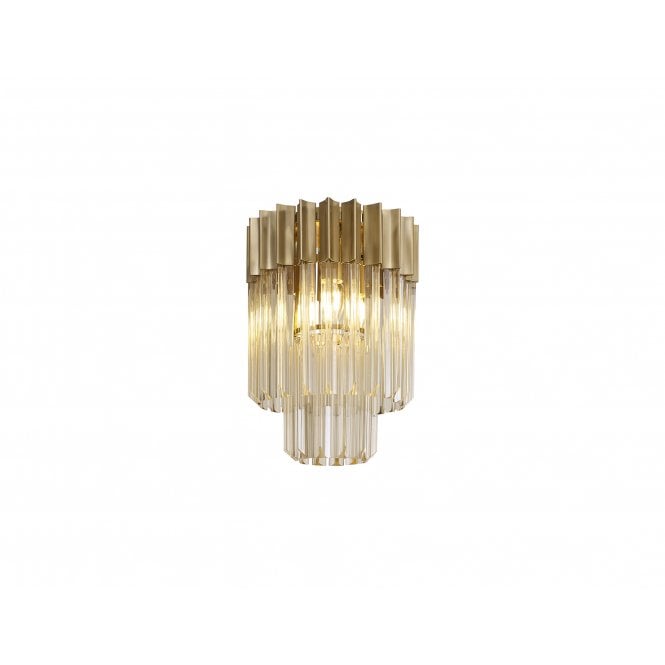 Fabula Fabula Cedar 3 Light Flush Light - Brass & Cognac Sculpted Glass