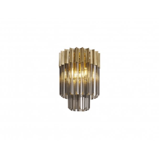 Fabula Fabula Cedar 3 Light Flush Light - Brass & Smoke Sculpted Glass