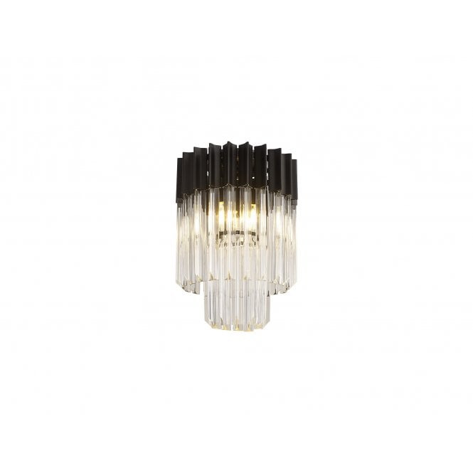 Fabula Fabula Cedar 3 Light Flush Light - Matt Black & Clear Sculpted Glass