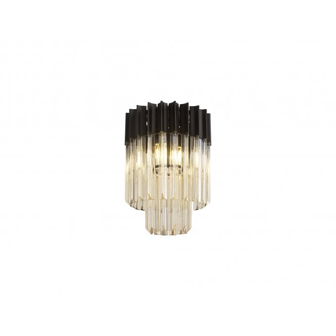 Fabula Fabula Cedar 3 Light Flush Light - Matt Black & Cognac Sculpted Glass