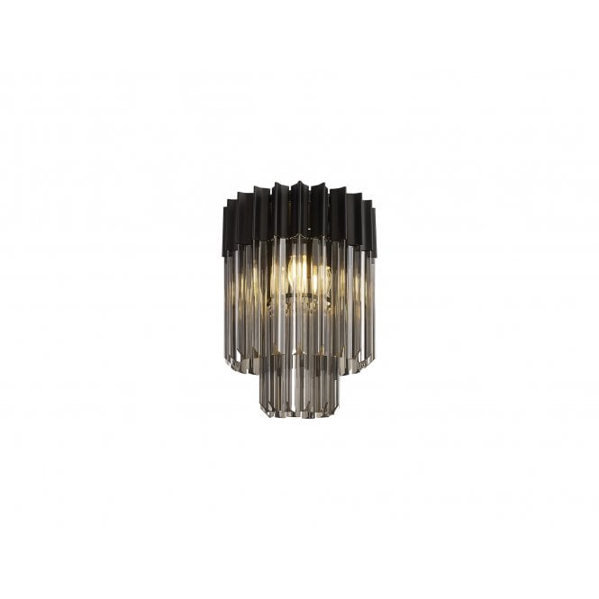 Fabula Fabula Cedar 3 Light Flush Light - Matt Black & Smoke Sculpted Glass