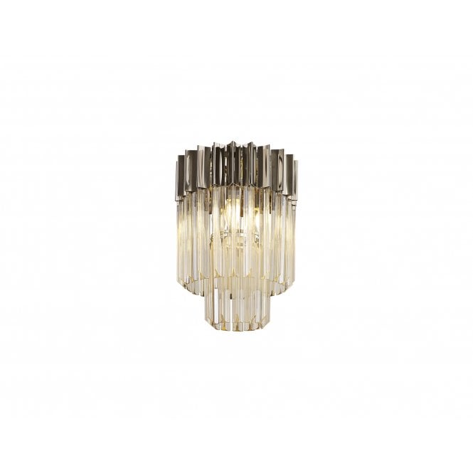 Fabula Fabula Cedar 3 Light Flush Light - Polished Nickel & Cognac Sculpted Glass