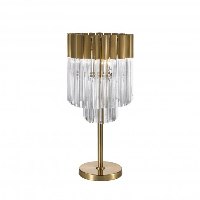 Fabula Fabula Cedar 3 Light Table Lamp - Brass & Clear Sculpted Glass