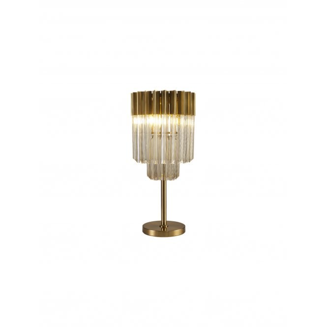 Fabula Fabula Cedar 3 Light Table Lamp - Brass & Cognac Sculpted Glass