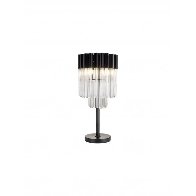 Fabula Fabula Cedar 3 Light Table Lamp - Matt Black & Clear Sculpted Glass