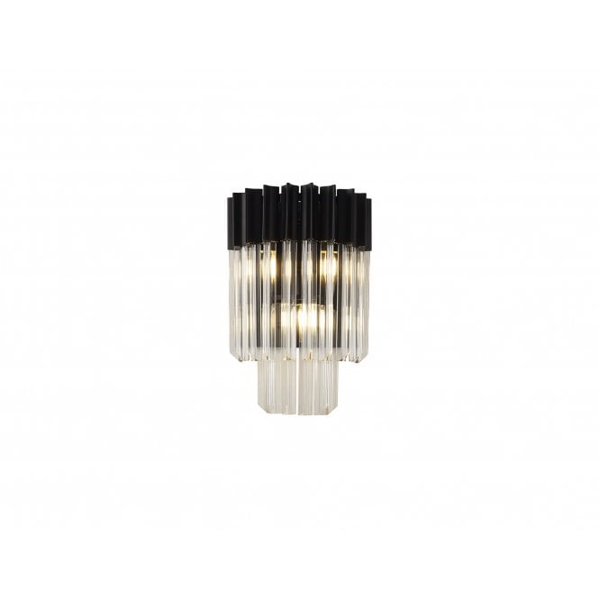 Fabula Fabula Cedar 3 Light Wall Light - Matt Black & Clear Sculpted Glass