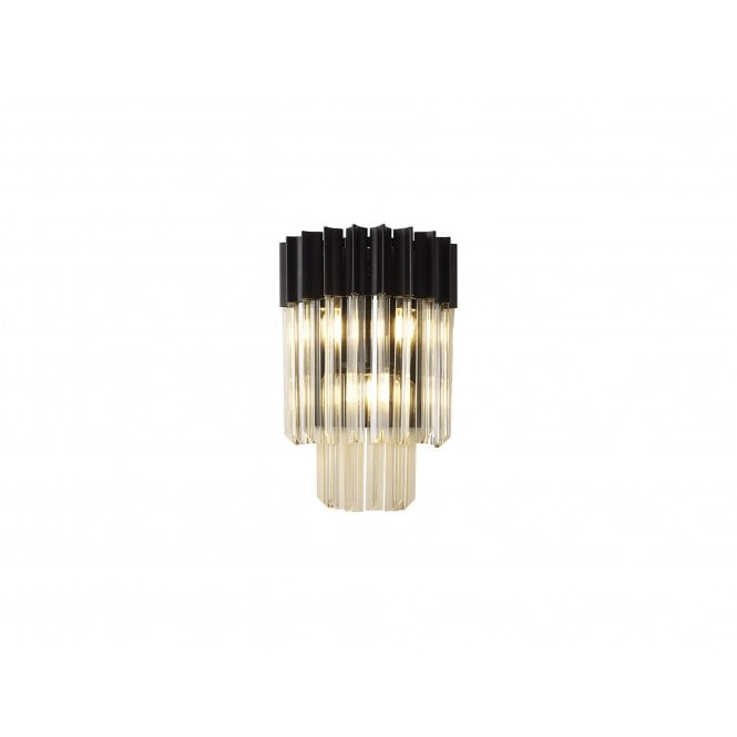 Fabula Fabula Cedar 3 Light Wall Light - Matt Black & Cognac Sculpted Glass