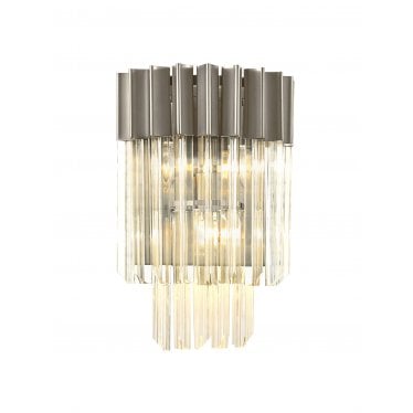 Cedar 3 Light Wall Light - Polished Nickel & Clear Sculpted Glass