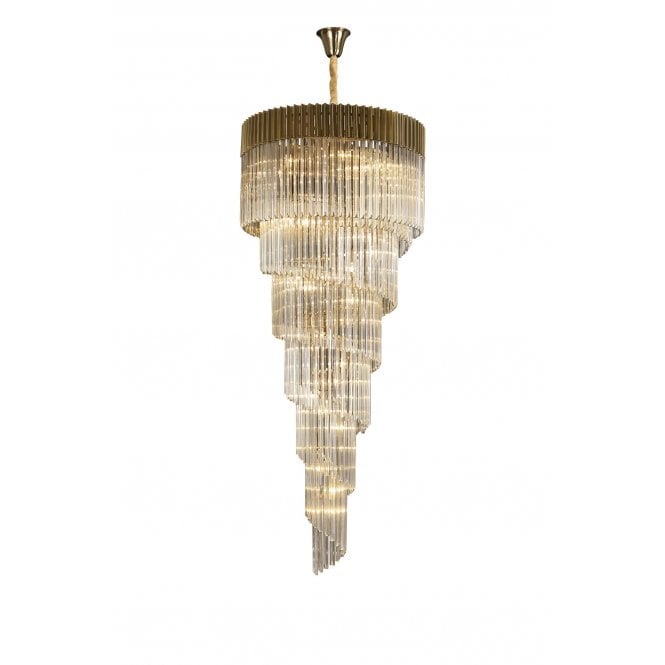 Fabula Fabula Cedar 31 Light Pendant - Brass & Cognac Sculpted Glass