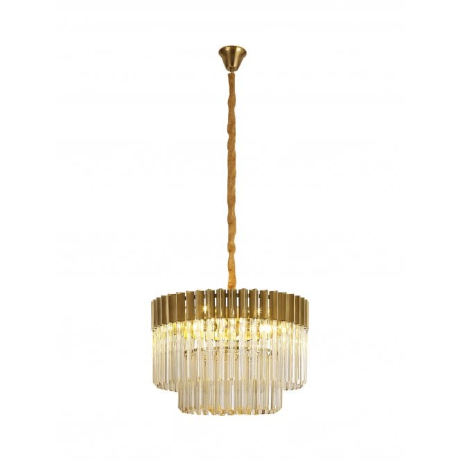 Fabula Fabula Cedar 8 Light Pendant - Brass & Cognac Sculpted Glass