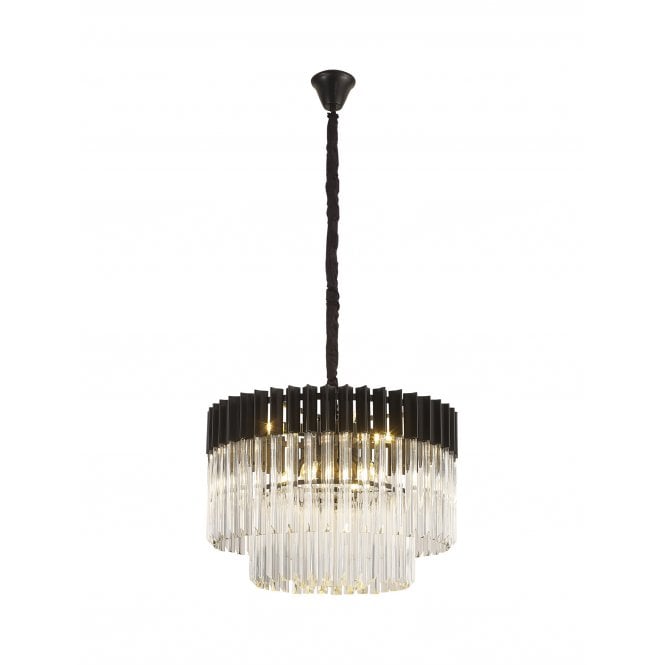 Fabula Fabula Cedar 8 Light Pendant - Matt Black & Clear Sculpted Glass