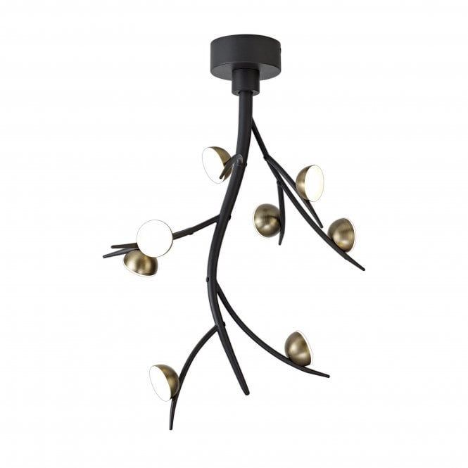 Fabula Fabula Chigwell 8 Light LED Flush Light - Black & Antique Brass