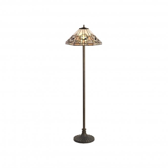 Fabula Fabula Cranbourne 2 Light Stepped Design Floor Lamp - 40cm Tiffany Shade - Grey