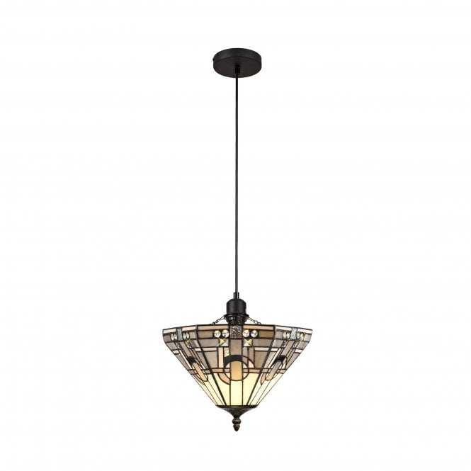 Fabula Fabula Cranbourne Single Uplighter Pendant - 30cm Tiffany Shade - Grey