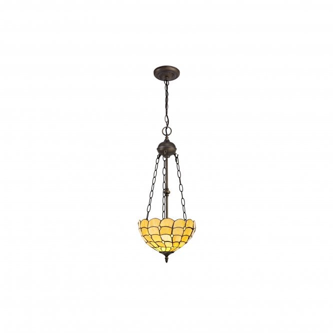 Fabula Fabula Crescent 2 Light Uplighter Pendant - 30cm Tiffany Shade - Beige