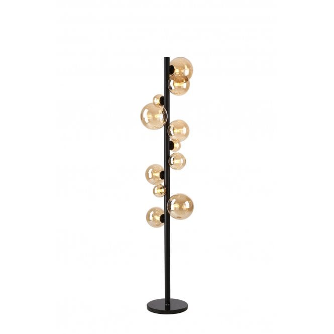 Fabula Fabula Deacon 11 Light Floor Lamp - Satin Black & Amber Plated Glass