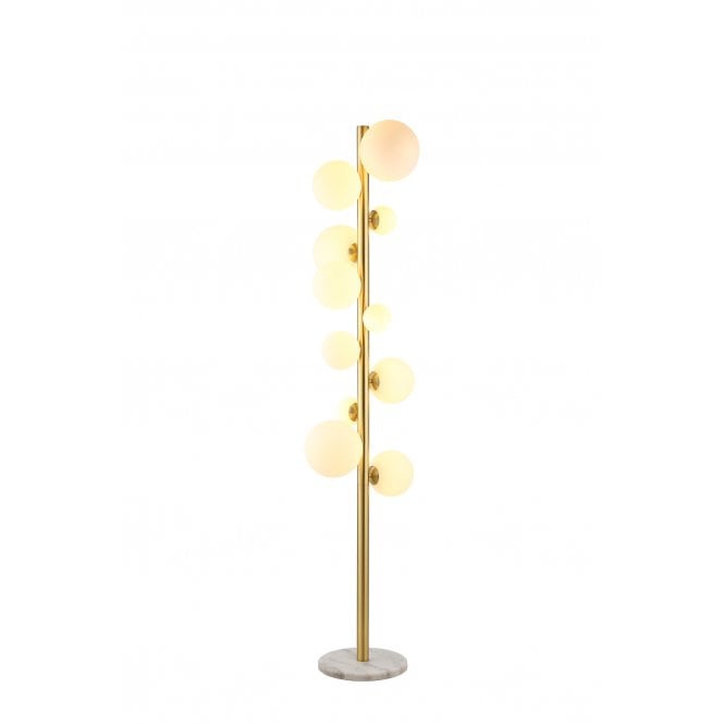 Fabula Fabula Deacon 11 Light Floor Lamp - Satin Gold & Opal Glass