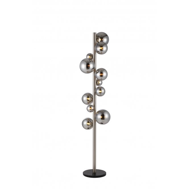 Fabula Fabula Deacon 11 Light Floor Lamp - Satin Nickel & Chrome Plated Glass