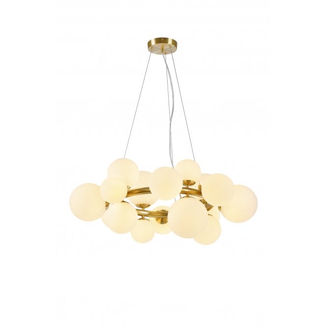 Fabula Fabula Deacon 16 Light Circular Pendant - Satin Gold & Opal Glass