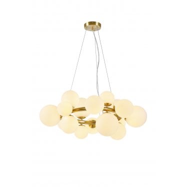 Deacon 16 Light Circular Pendant - Satin Gold & Opal Glass