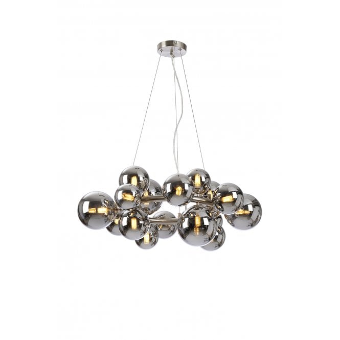 Fabula Fabula Deacon 16 Light Circular Pendant - Satin Nickel & Chrome Plated Glass