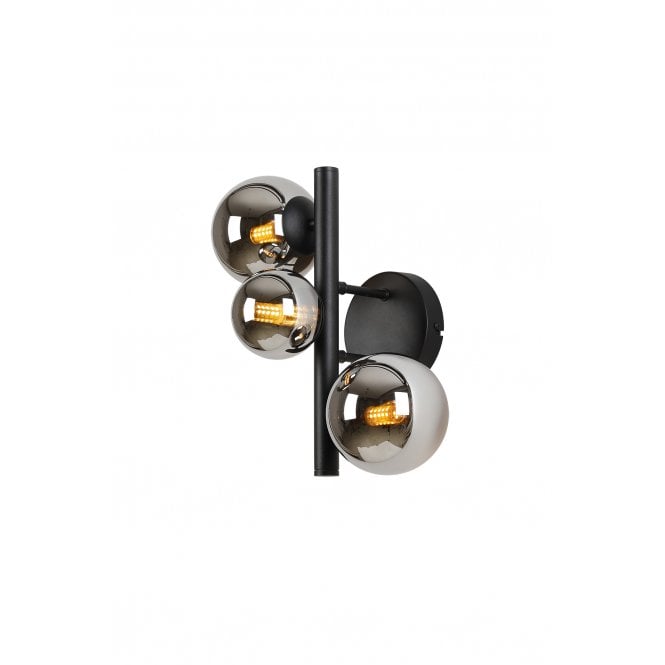 Fabula Fabula Deacon 3 Light Wall Lamp - Satin Black & Chrome Plated Glass