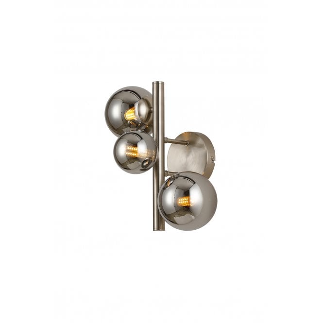 Fabula Fabula Deacon 3 Light Wall Lamp - Satin Nickel & Chrome Plated Glass