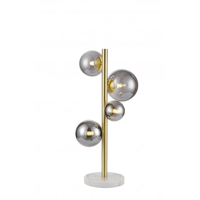 Fabula Fabula Deacon 4 Light Table Lamp - Satin Gold & Smoke Plated Glass