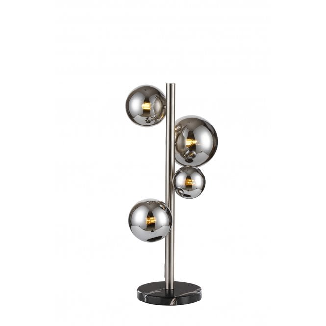 Fabula Fabula Deacon 4 Light Table Lamp - Satin Nickel & Chrome Plated Glass