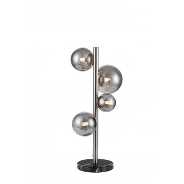 Deacon 4 Light Table Lamp - Satin Nickel & Smoke Plated Glass