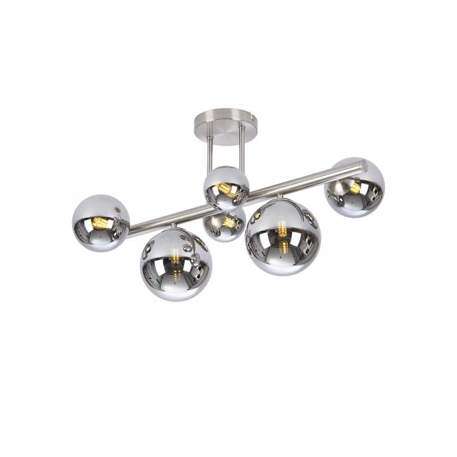 Fabula Fabula Deacon 6 Light Semi-Flush Light - Satin Nickel & Chrome Plated Glass