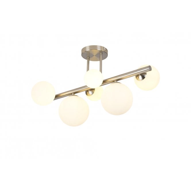 Fabula Fabula Deacon 6 Light Semi-Flush Light - Satin Nickel & Opal Glass