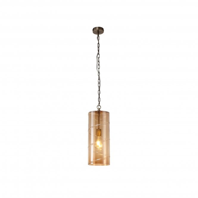 Fabula Fabula Elmhurst Pendant - Antique Brass & Amber Glass