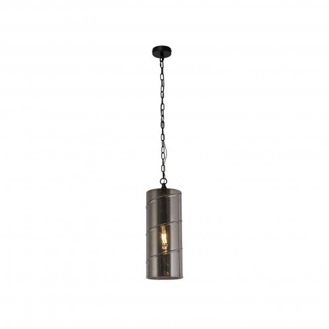 Fabula Fabula Elmhurst Pendant - Matt Black & Smoked Glass