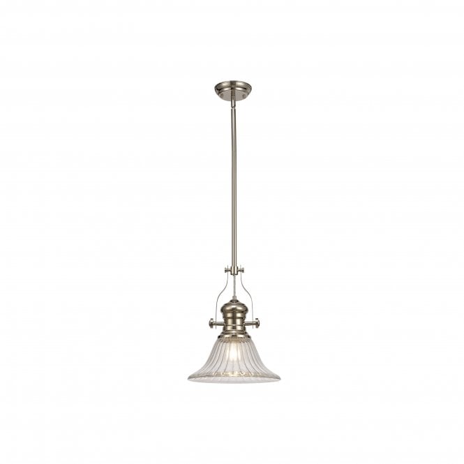 Fabula Fabula Epping Single Pendant - 30cm Bell Glass Shade - Polished Nickel & Clear Glass