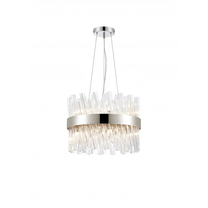 Fabula Fabula Farnley 10 Light Round Pendant - Polished Nickel & Clear Glass