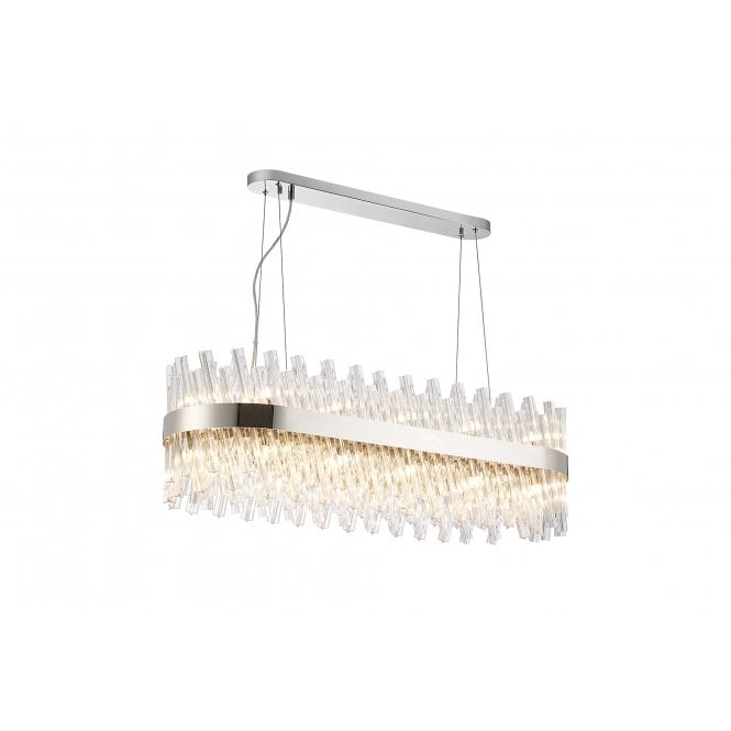 Fabula Fabula Farnley 24 Light Oblong Pendant - Polished Nickel & Clear Glass